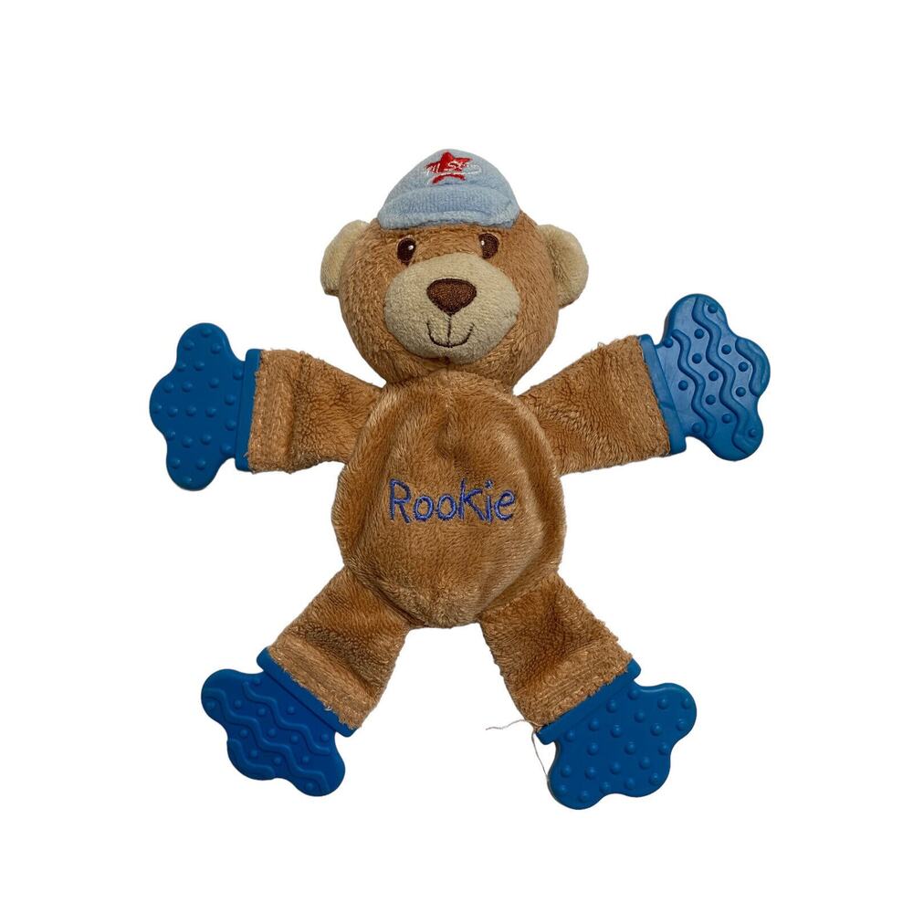 KIDS II Rookie All Star Brown Bear Blue Teether Lovey Security Blanket 2003
